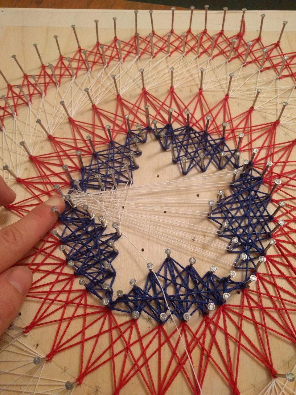 Мой первый опыт в творчестве в стиле String Art - Моё, String Art, Капитан Америка, Нитки, Самоделки, Длиннопост