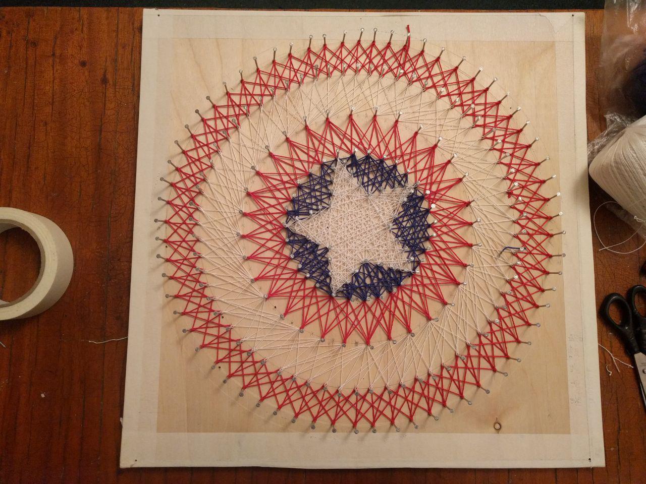 My first String Art experience - My, String Art, Captain America, Thread, Homemade, Longpost