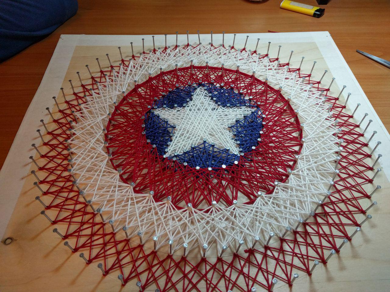 My first String Art experience - My, String Art, Captain America, Thread, Homemade, Longpost