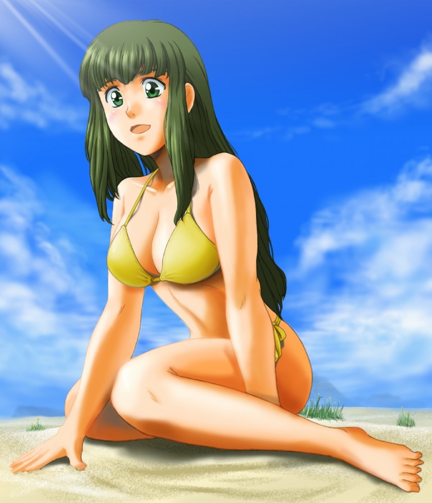 Beach art selection - NSFW, A selection, Anime art, Longpost