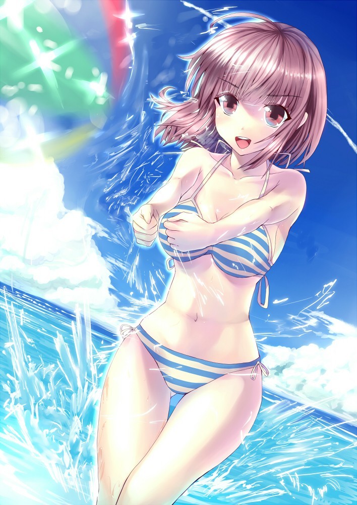 Beach art selection - NSFW, A selection, Anime art, Longpost