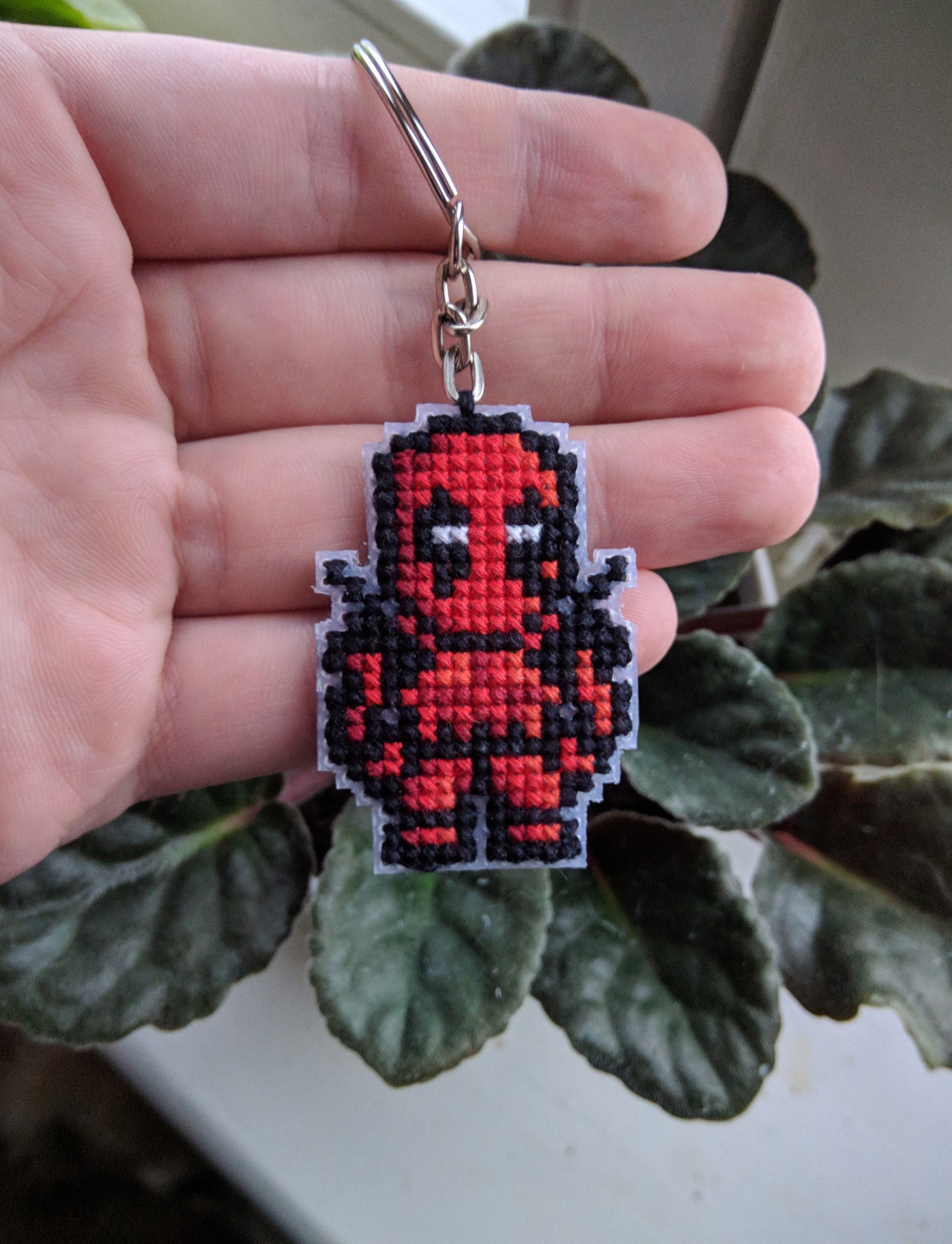 Deadpool (keychain) - My, Marvel, Deadpool, With your own hands, Handmade, Embroidery, Keychain, Longpost