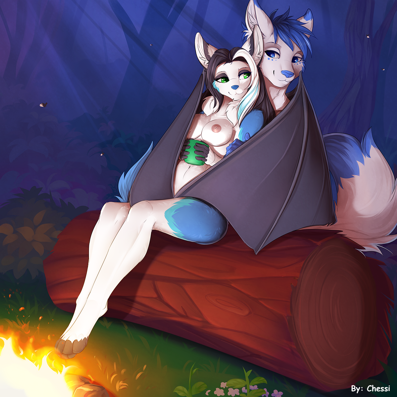 Campfire - NSFW, Furry, Anthro, Art, Chessi, Furotica