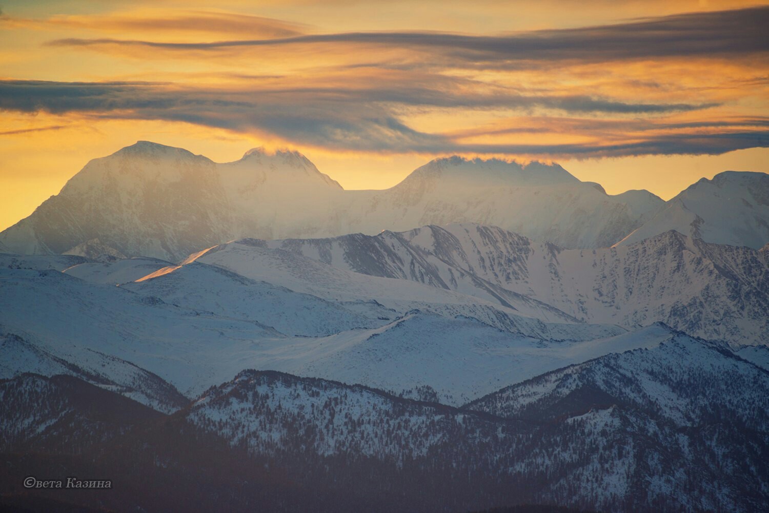 Belukha massif at dawn. - The mountains, The nature of Russia, Altai, Longpost, Beluga Whale Mountain, Altai Republic