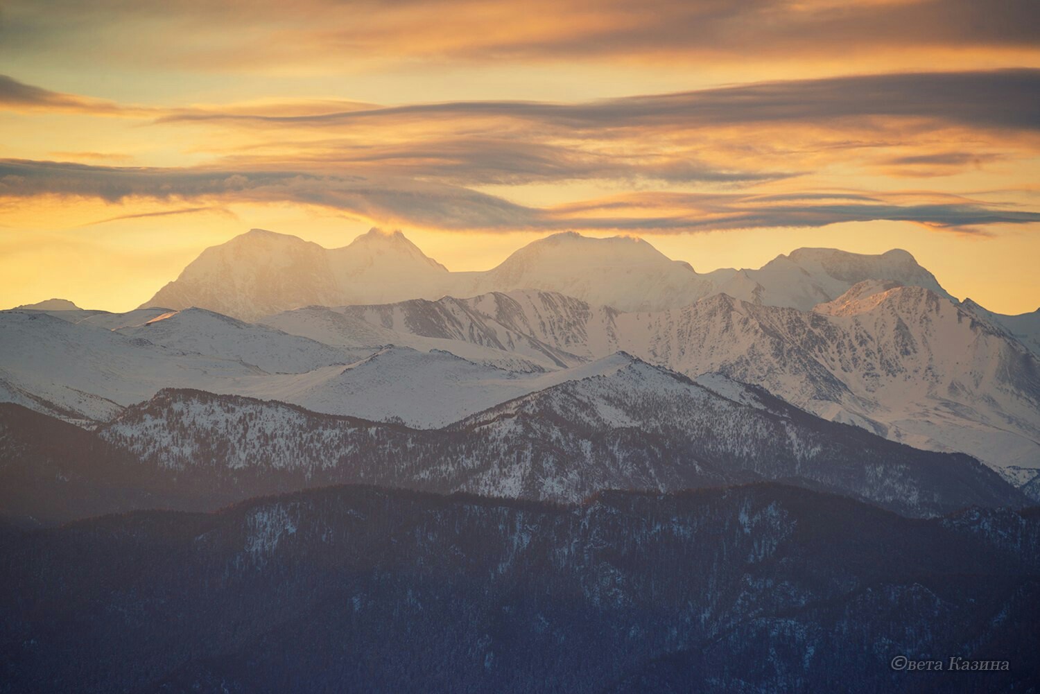 Belukha massif at dawn. - The mountains, The nature of Russia, Altai, Longpost, Beluga Whale Mountain, Altai Republic