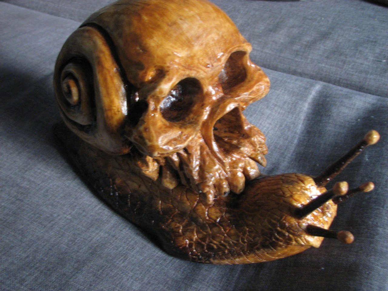 Snail skull, wood carving - My, , Wood carving, Snail, Scull, Longpost