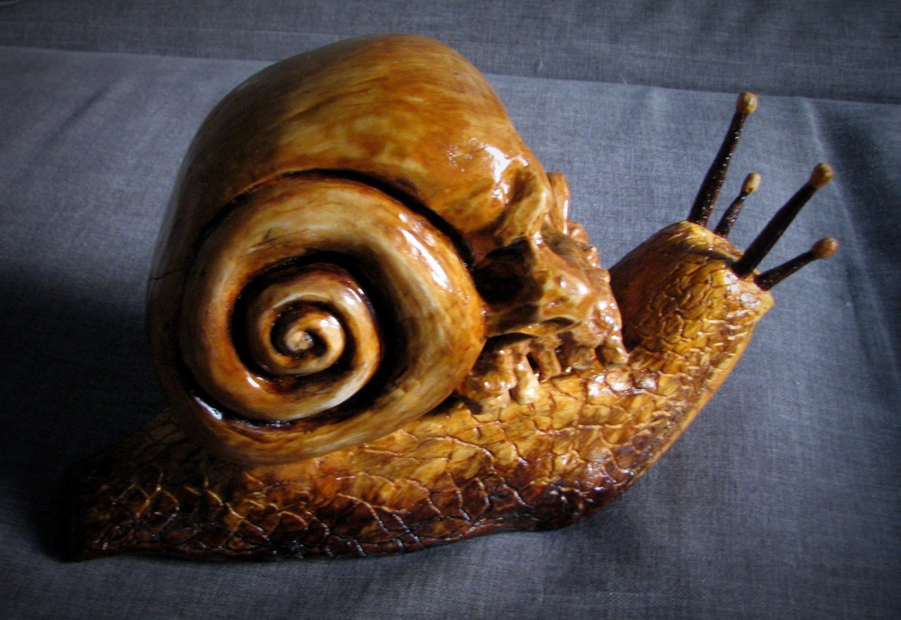 Snail skull, wood carving - My, , Wood carving, Snail, Scull, Longpost