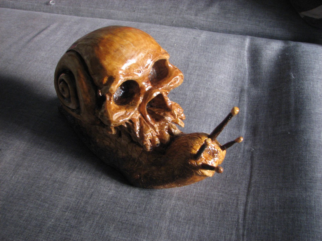 Snail skull, wood carving - My, , Wood carving, Snail, Scull, Longpost