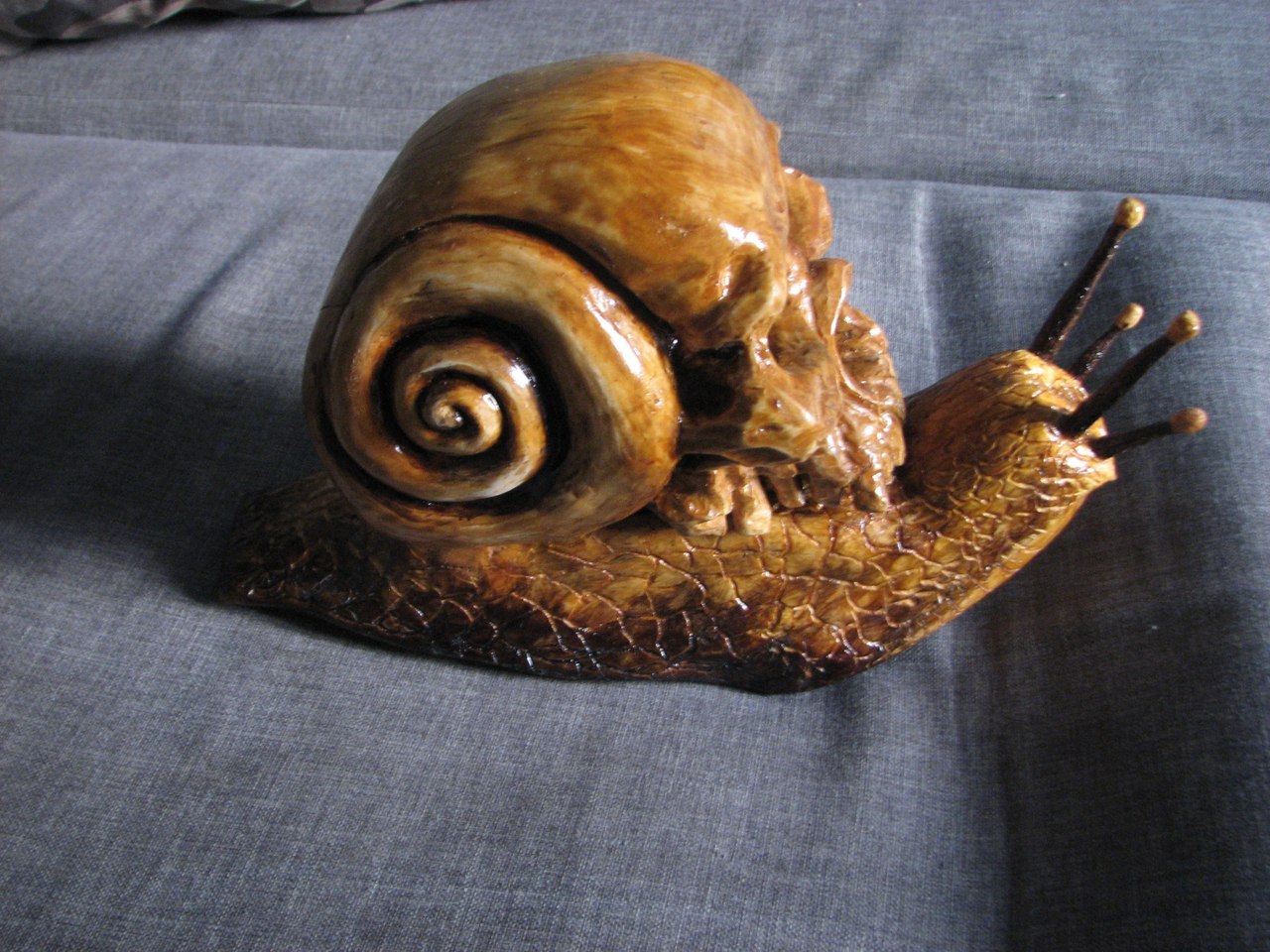 Snail skull, wood carving - My, , Wood carving, Snail, Scull, Longpost