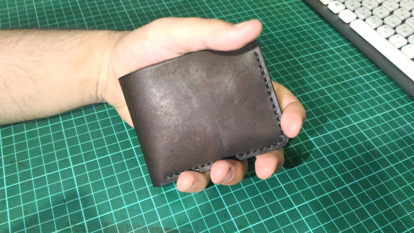 Second job. Simple classic wallet. - My, Leather, Leather, Wallet, Longpost, Process