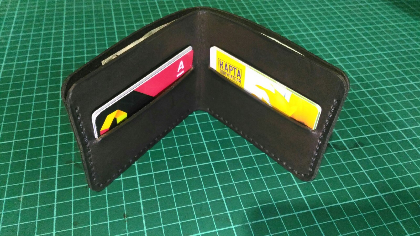 Second job. Simple classic wallet. - My, Leather, Leather, Wallet, Longpost, Process