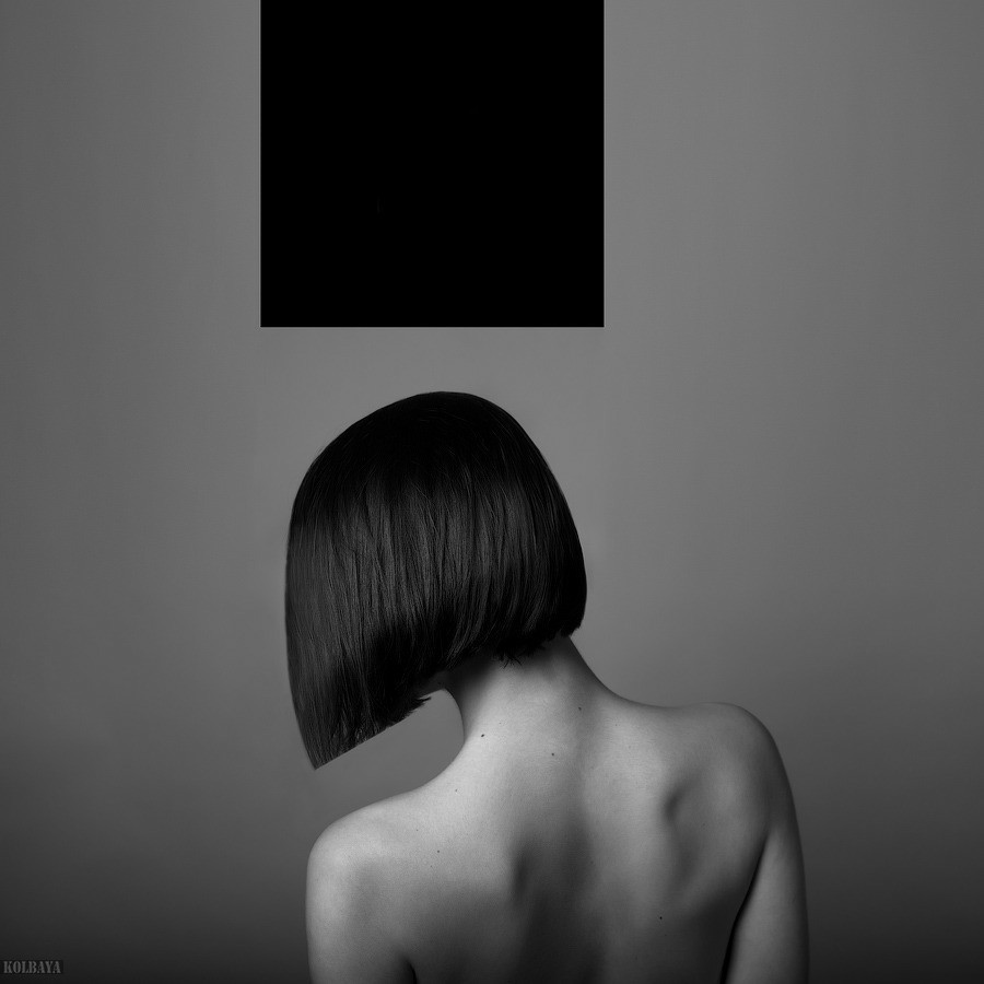 Black square - Black square, Back, Beautiful girl, 