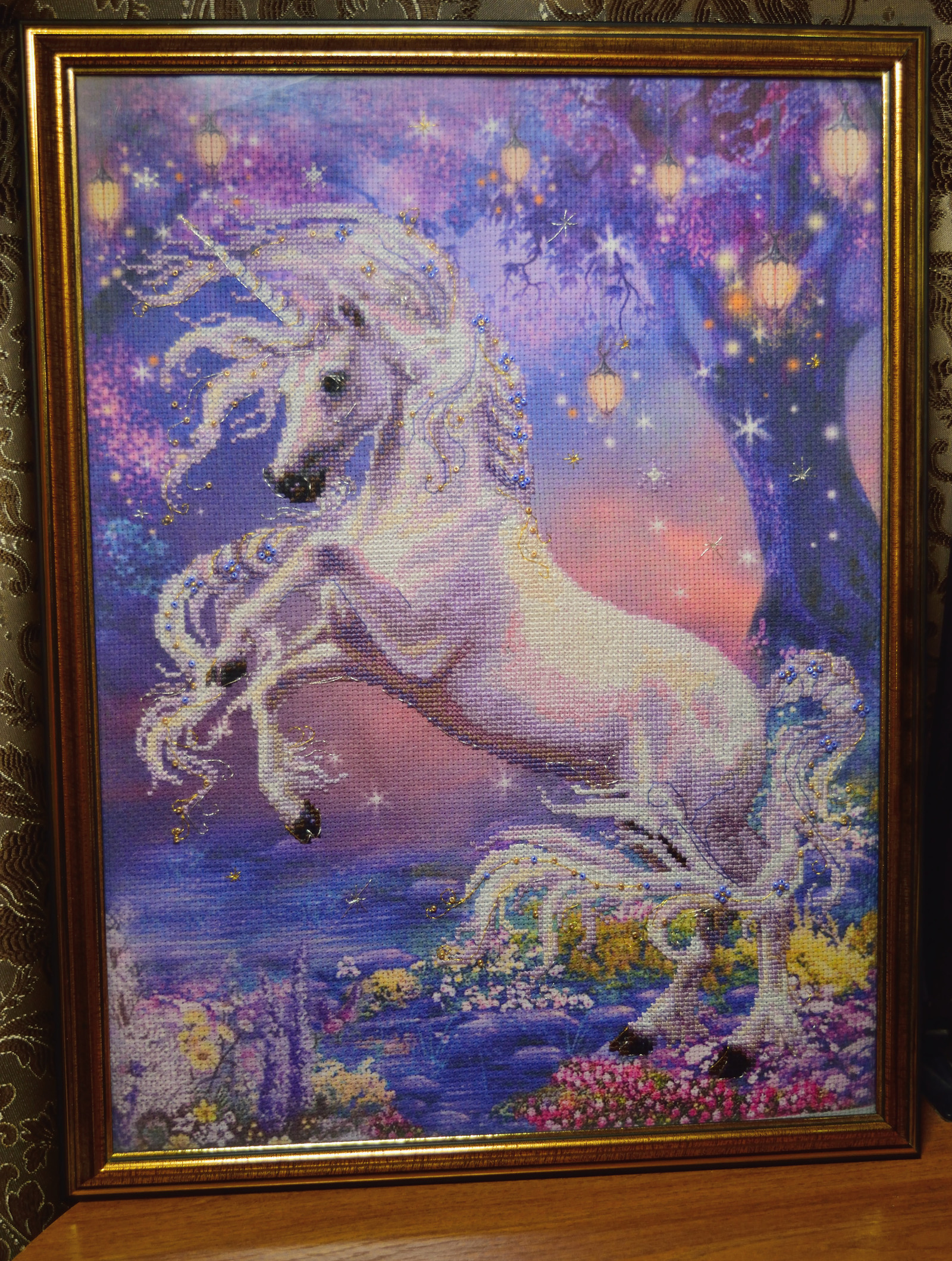 Magic evening - My, Embroidery, Cross-stitch, Needlework, Unicorn, Hobby