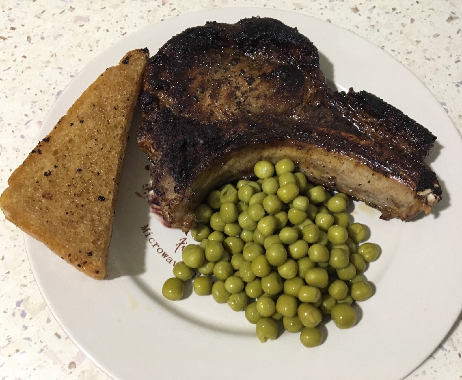 Pork steak with green peas. - My, Steak, Pork, Recipe, Yummy, Longpost