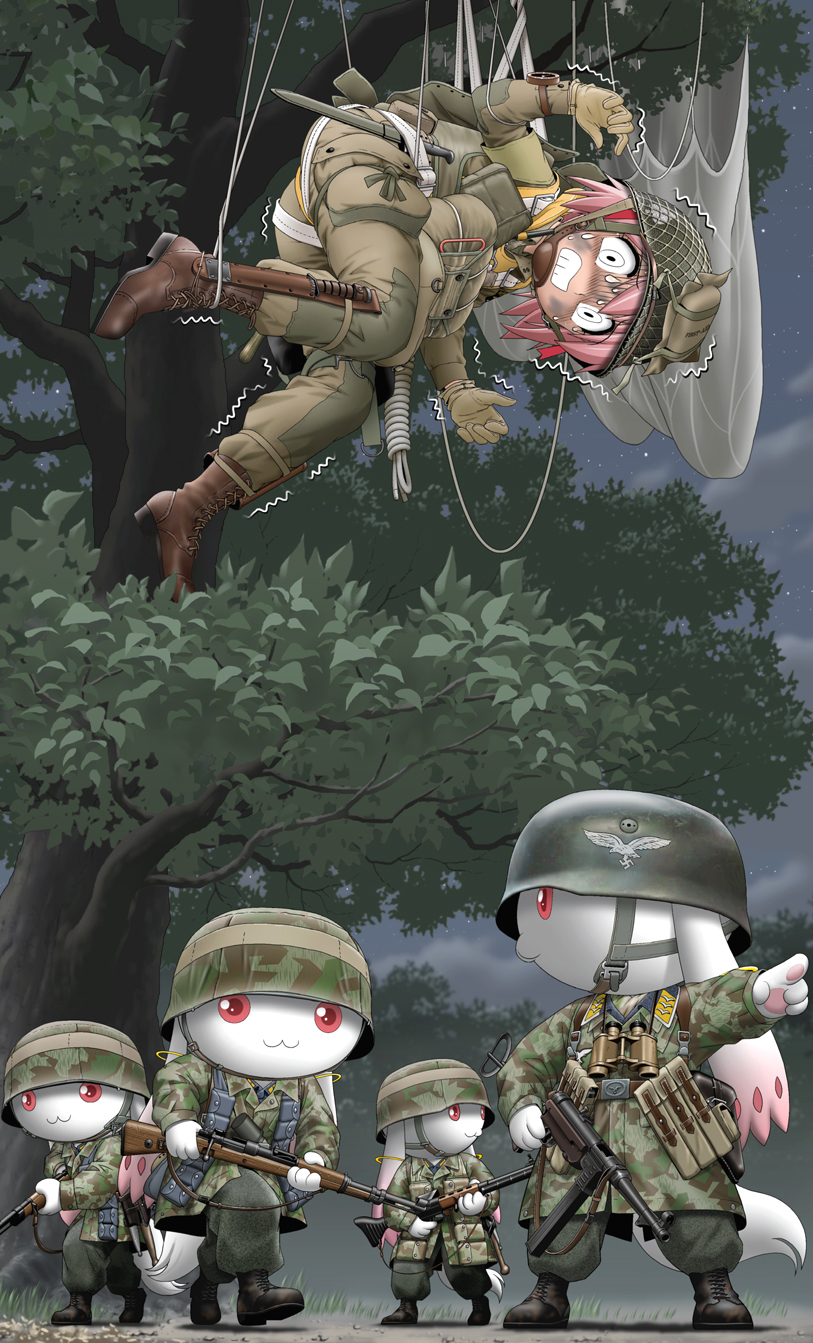 Saving Private Madoka - Anime Art, Аниме, Mahou Shoujo Madoka Magica, Madoka Kaname, Kyubey, Shingyouji tatsuya