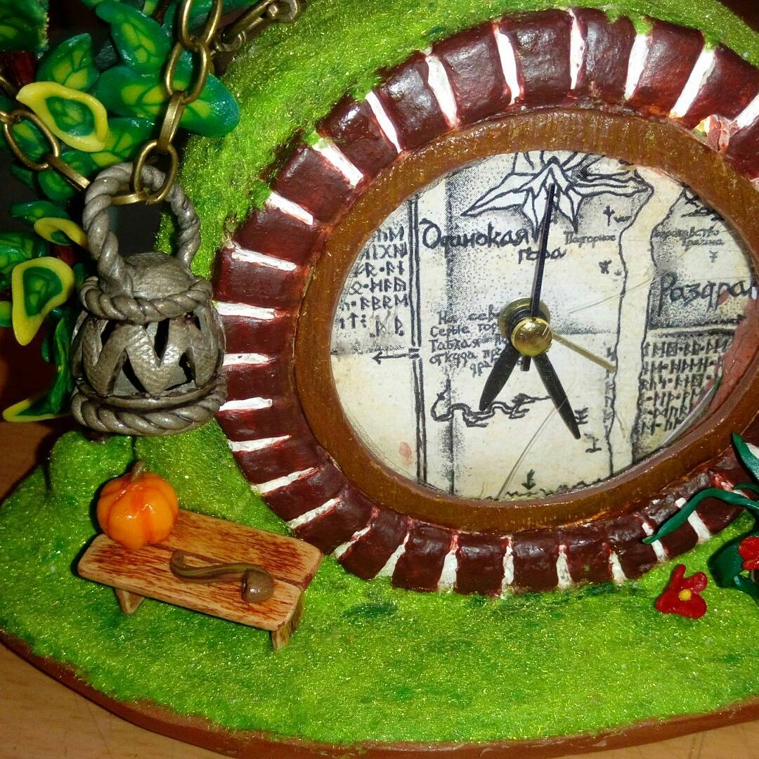 Nora Bilbo - alarm clock - My, The hobbit, Clock, Needlework with process, Needlemen, Лепка, Presents, Polymer clay, Longpost