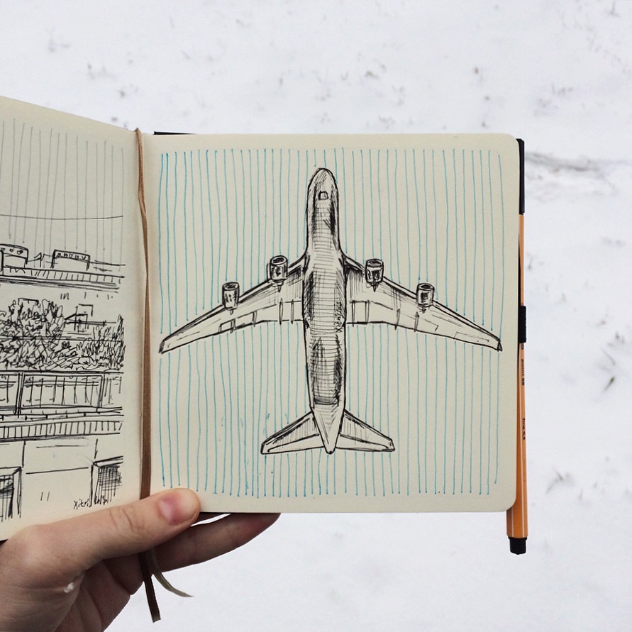 Airplane - My, My, Sketch, Airplane, Drawing, Aviation