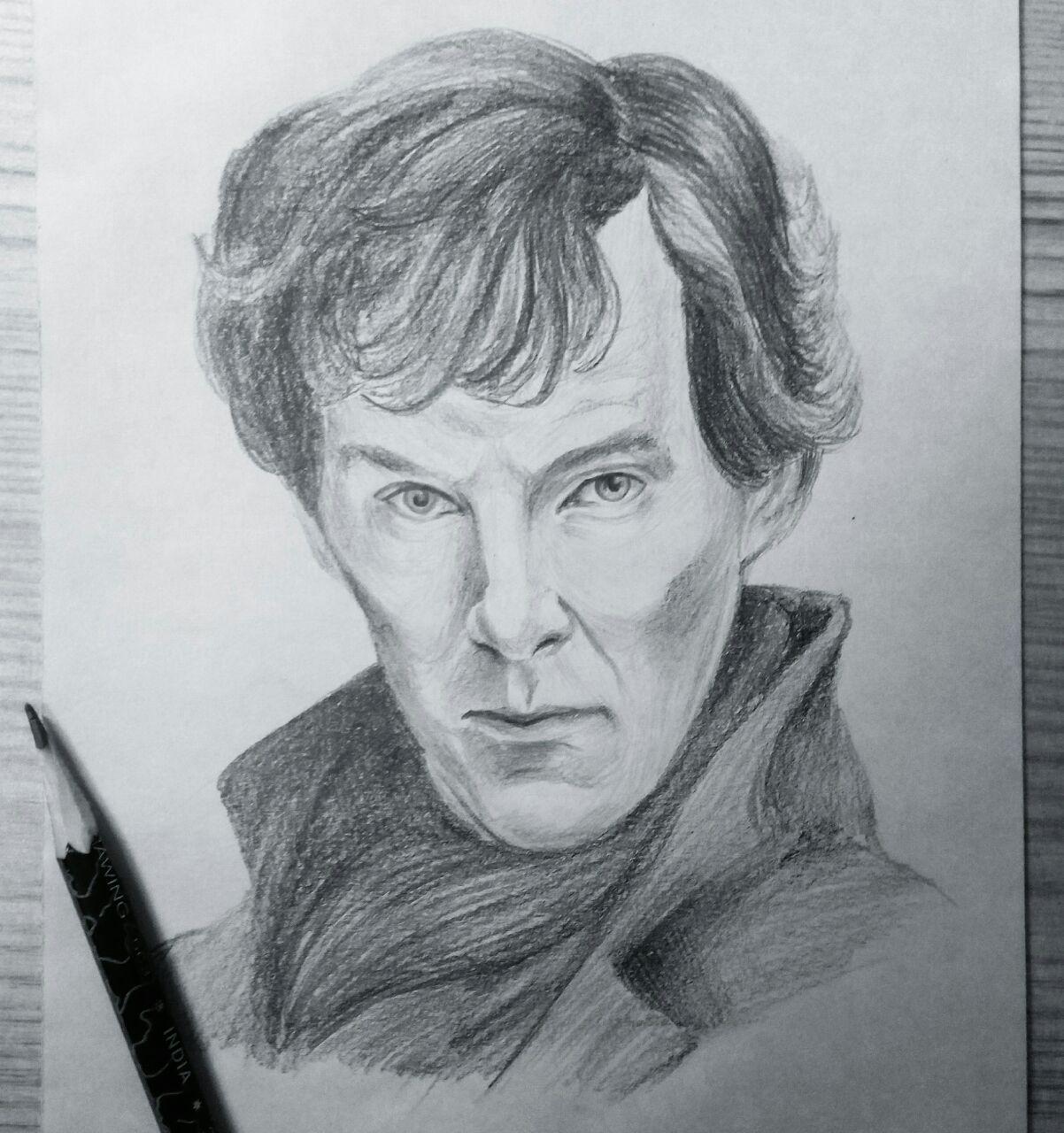 Benedict... who just didn't draw him! - My, Drawing, Pencil drawing, Portrait, I draw as much as I can, Sherlock Holmes