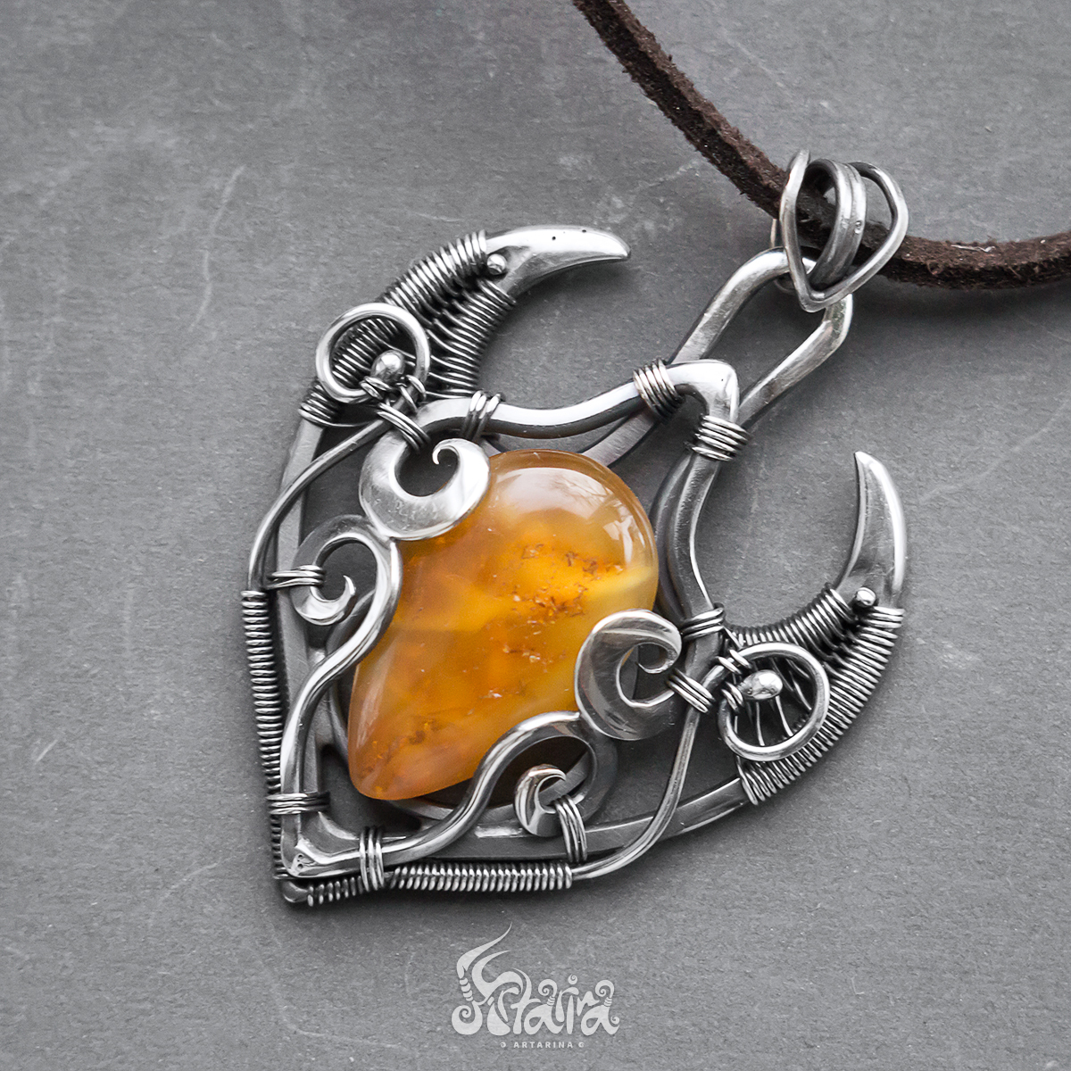 Amber - My, Amber, Craft, Wire wrap, Decoration, Wire, Creation, Needlework without process, Longpost