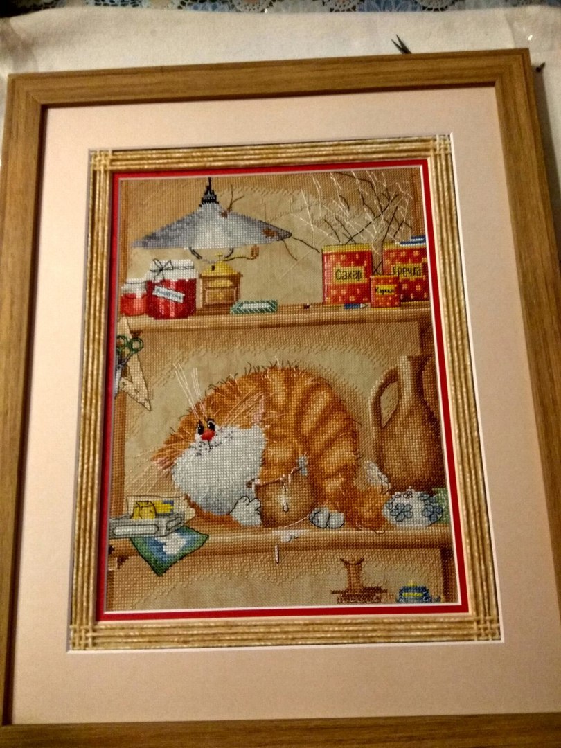 Two cats, 7 mice, 2 cockroaches and a fly. - My, Needlework without process, My, Cross-stitch, Copyright, cat, Embroidery, Longpost