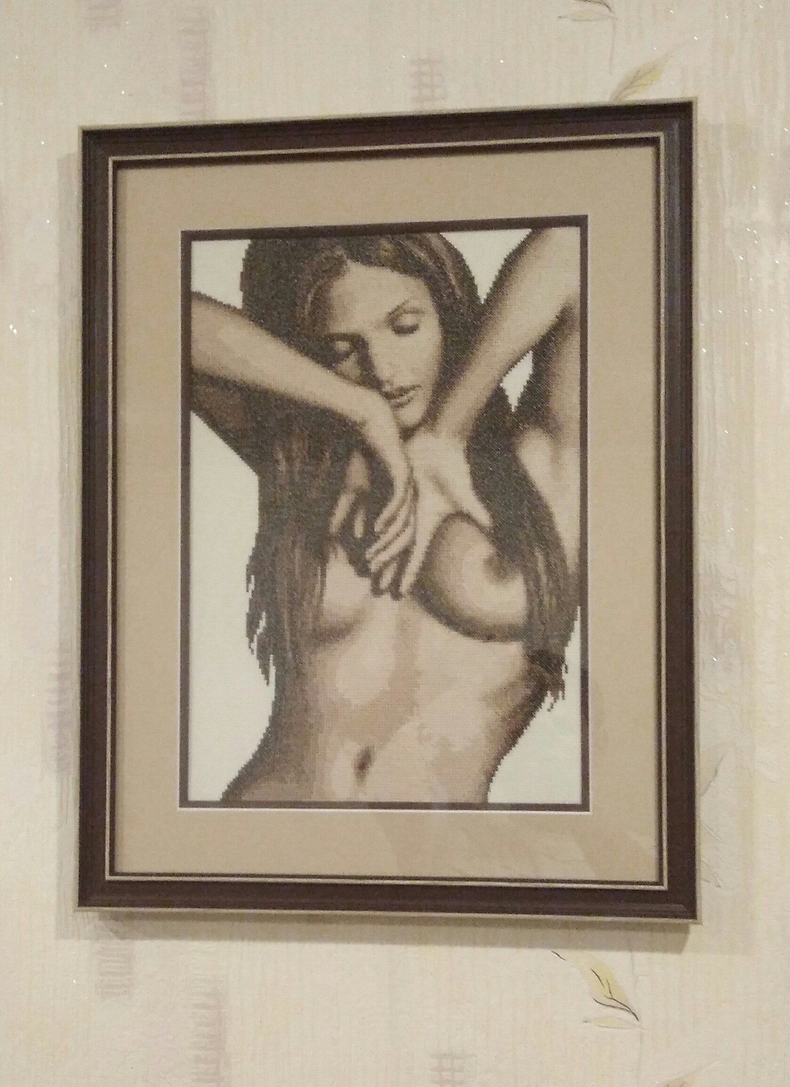 Embroidery Mirianna - NSFW, My, Embroidery, Cross-stitch, Beautiful girl, My