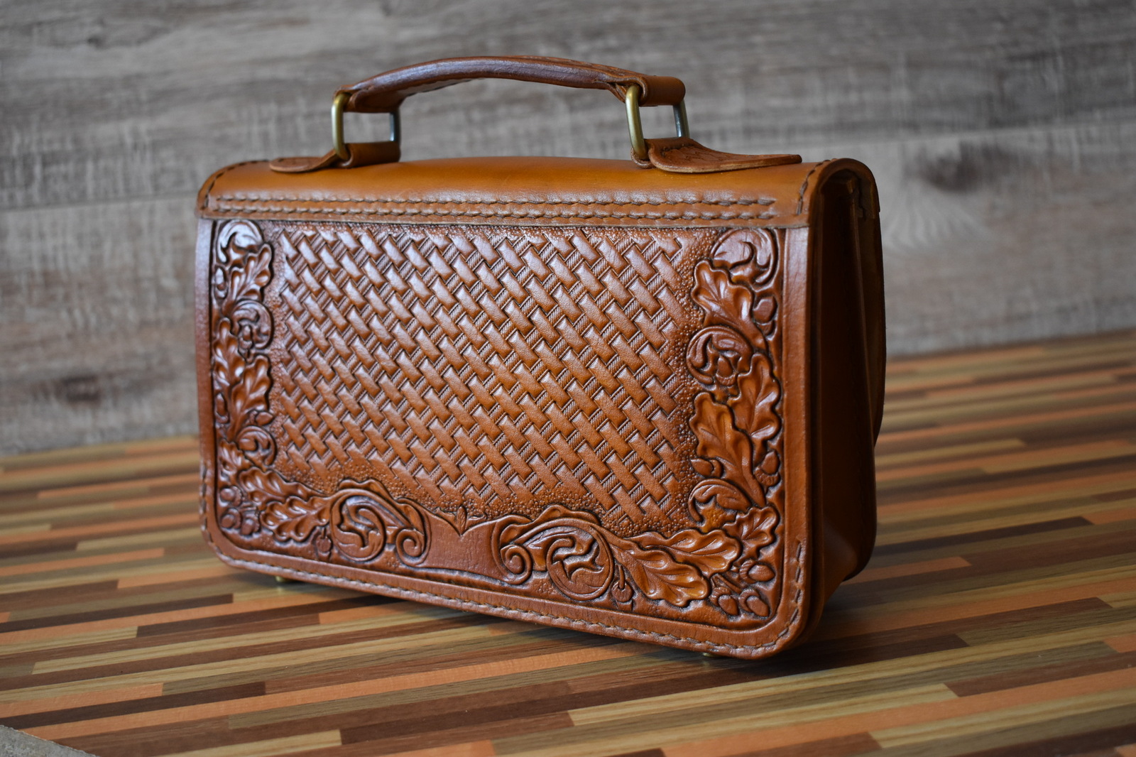 Men's bag Dubok - My, Сумка, , , Borsetka, Embossing on leather, Oak, Leather products, Leather, Longpost