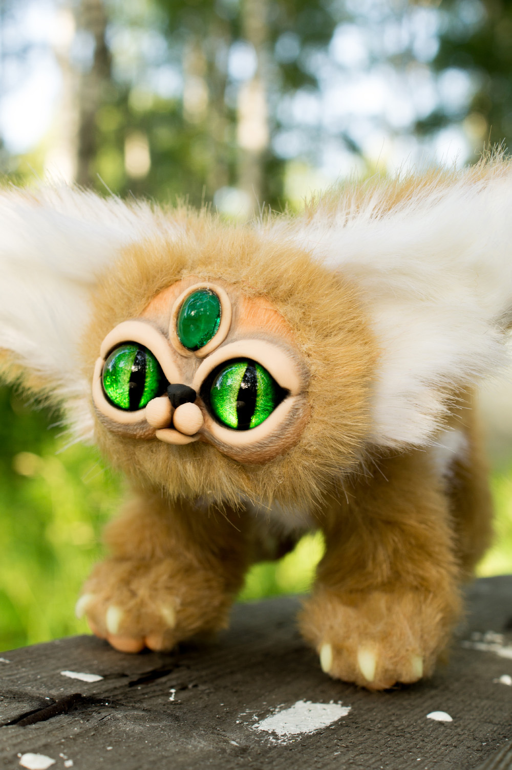 three-eyed beast - My, Adelkawalka, Needlework without process, Handmade, Artificial fur, Polymer clay, Longpost