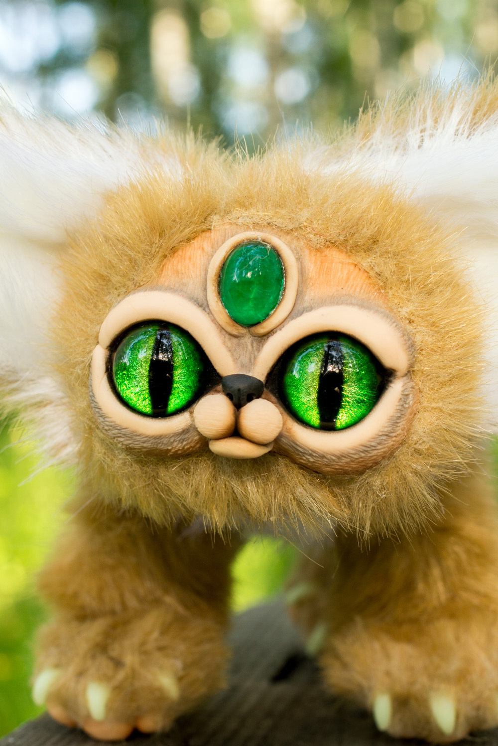 three-eyed beast - My, Adelkawalka, Needlework without process, Handmade, Artificial fur, Polymer clay, Longpost