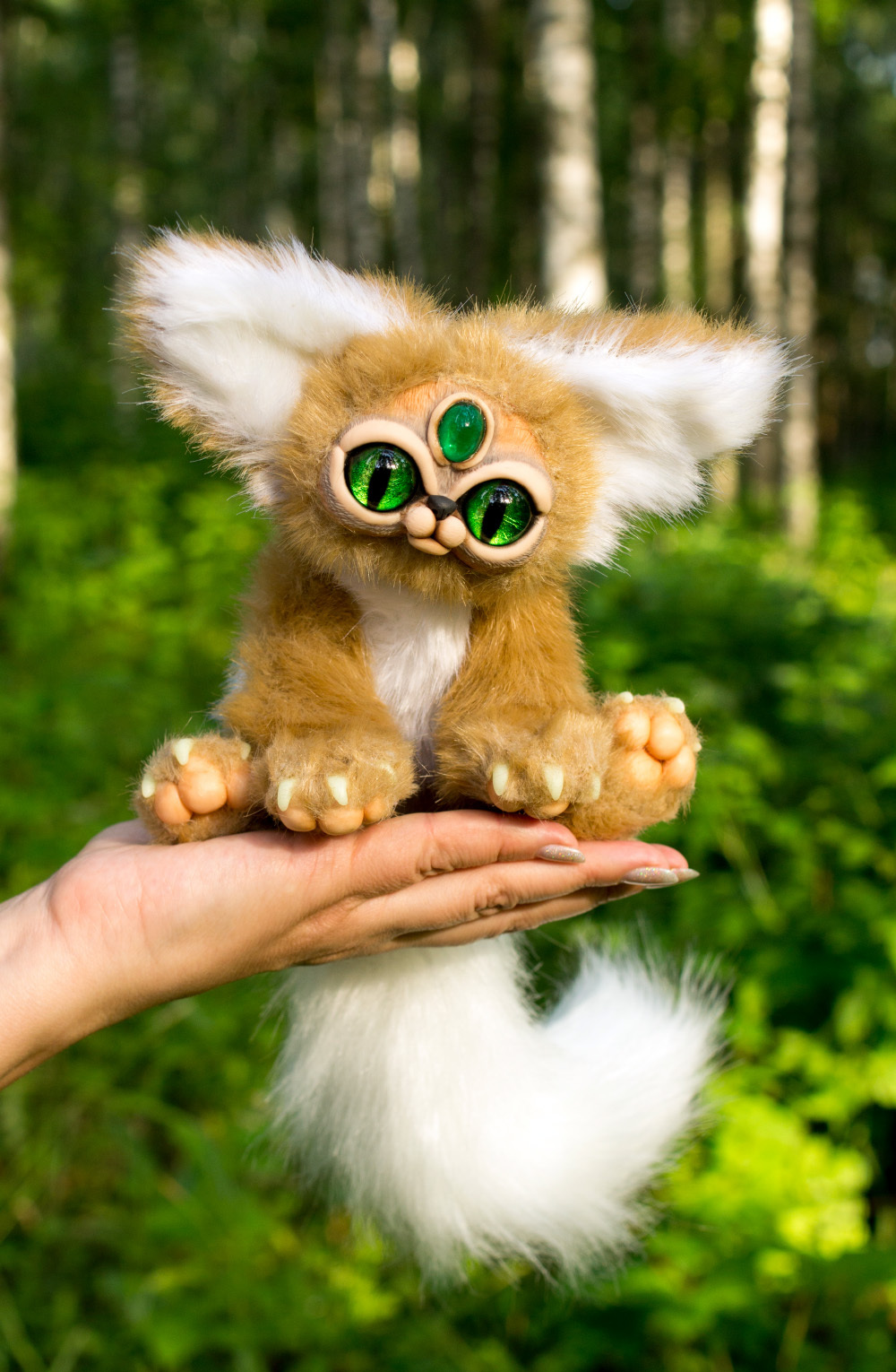 three-eyed beast - My, Adelkawalka, Needlework without process, Handmade, Artificial fur, Polymer clay, Longpost