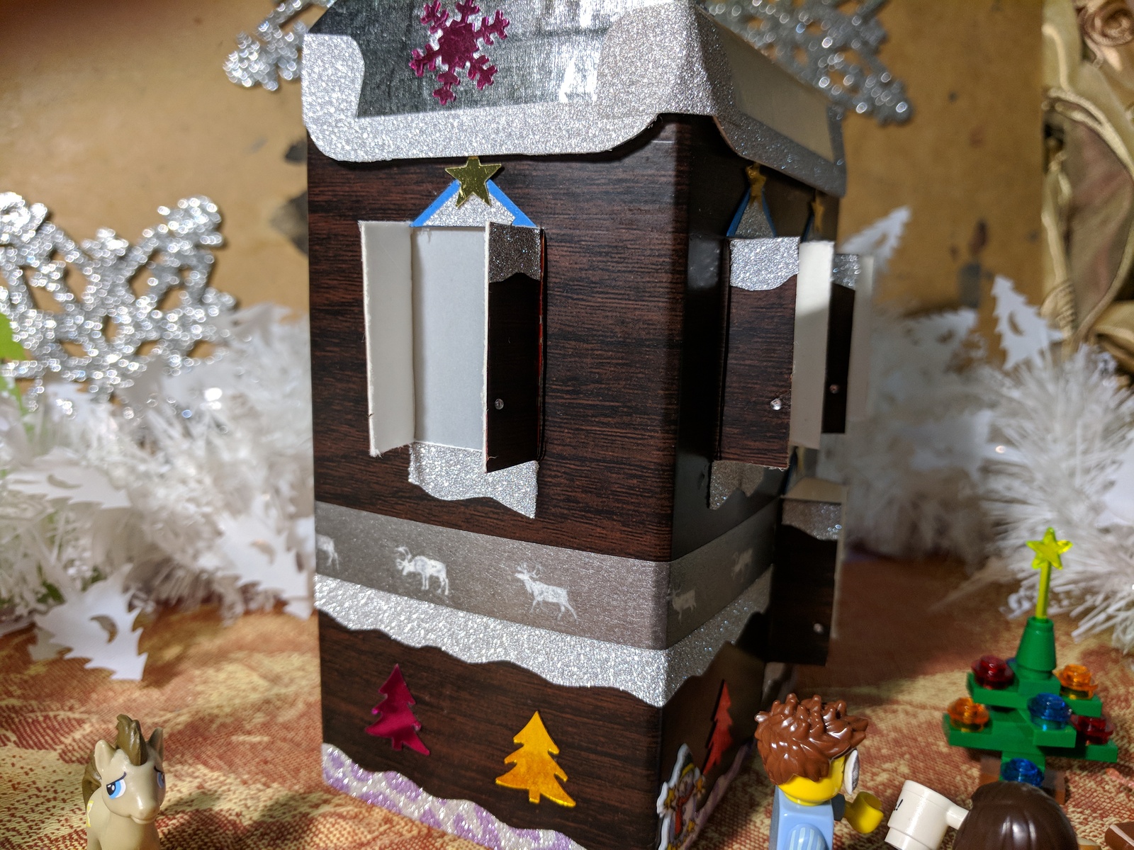 New Year's house made by own hands - My, Needlework without process, New Year, Miniature, Dollhouse, GIF, Longpost