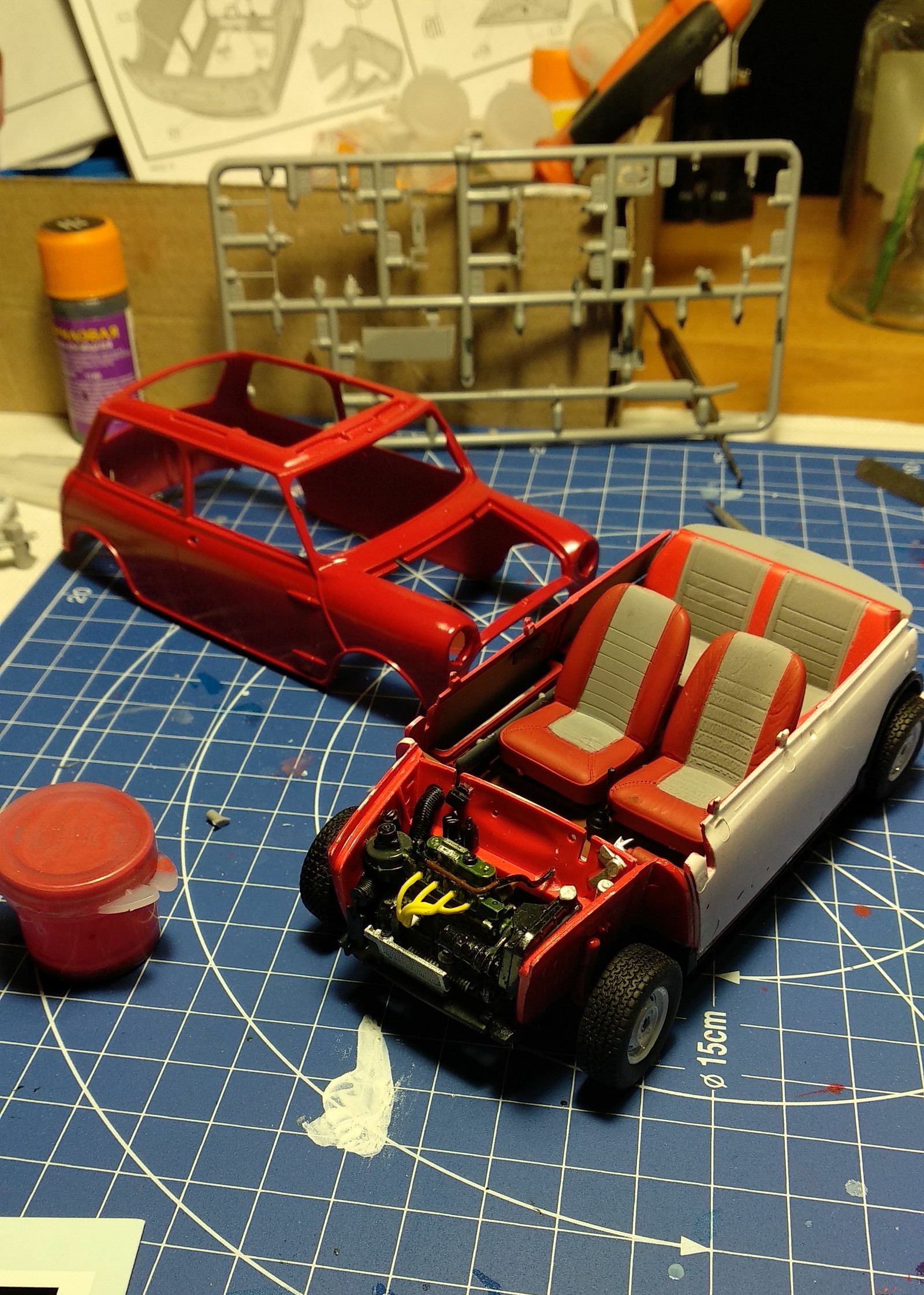 Dear pikabushniks, I submit for the general assessment the first model I assembled, a mini cooper. - My, Modeling, Mini cooper, , Longpost