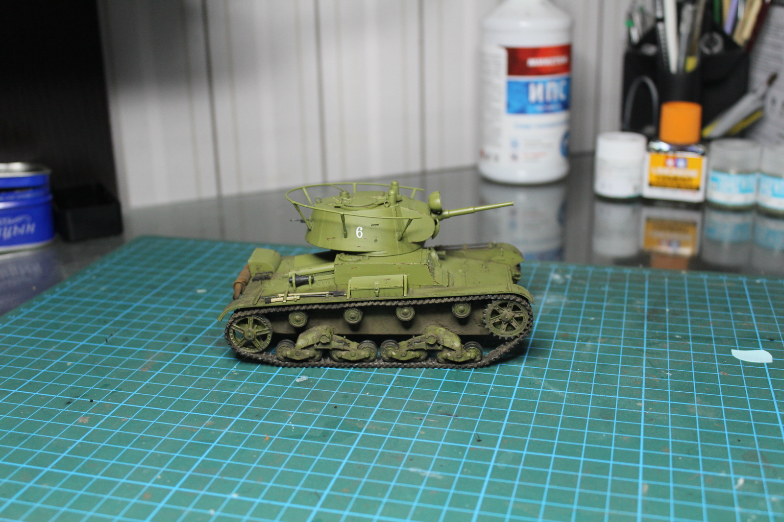 Soviet tank T-26 model 1938 - My, Tanks, Prefabricated model, Stand modeling, Models, Longpost