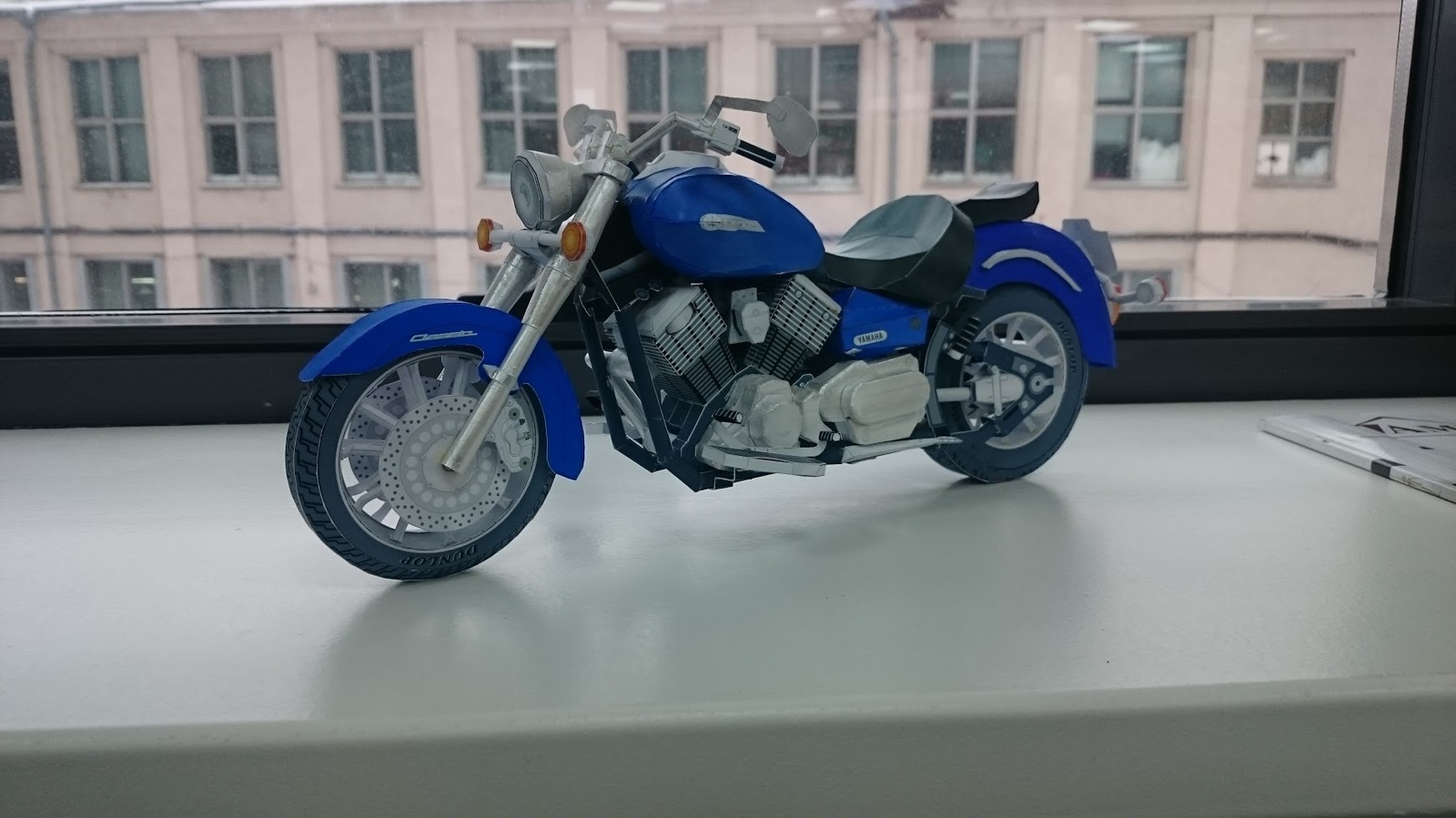 Вторая бумажная модель. Yamaha DragStar 1100 - Моё, Моделизм, Масштабная модель, Мотоциклы, Стендовый моделизм, Длиннопост, Мото