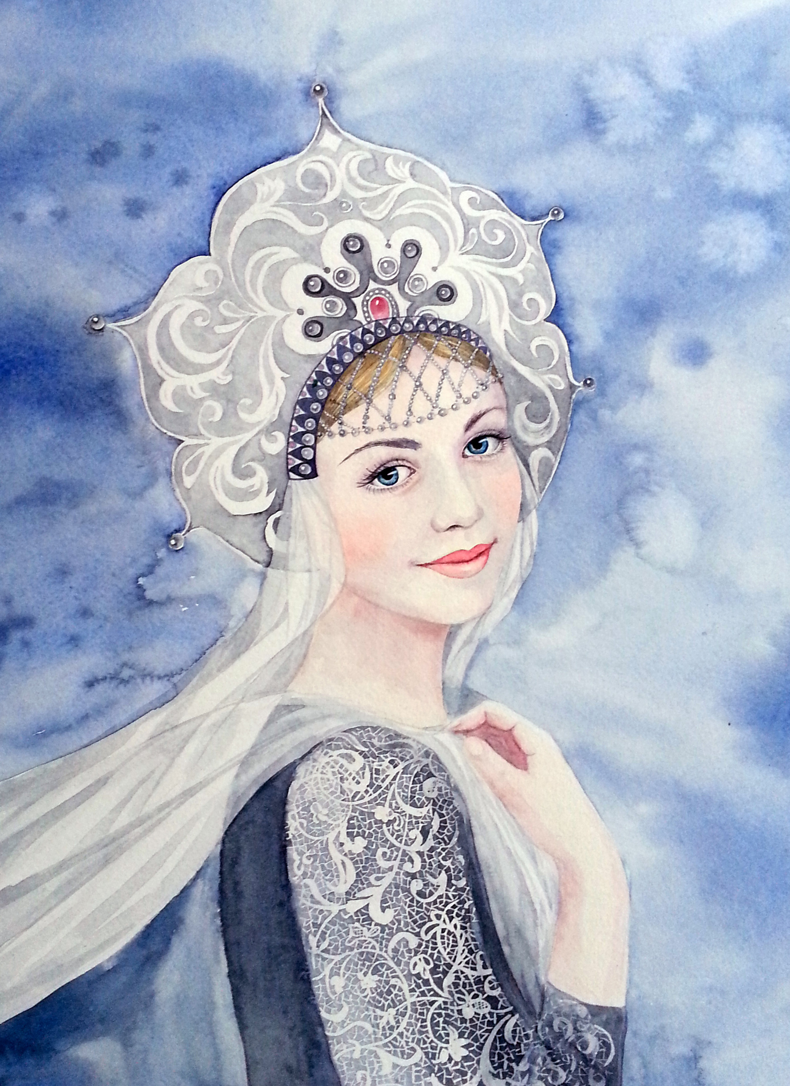 Snow Maiden - My, Snow Maiden, Watercolor, Snow Maiden New Year, My