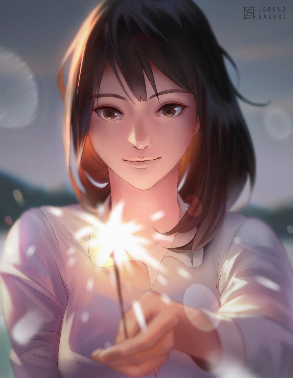 Sparklers - Art, Drawing, Girls, Lorenzbasuki