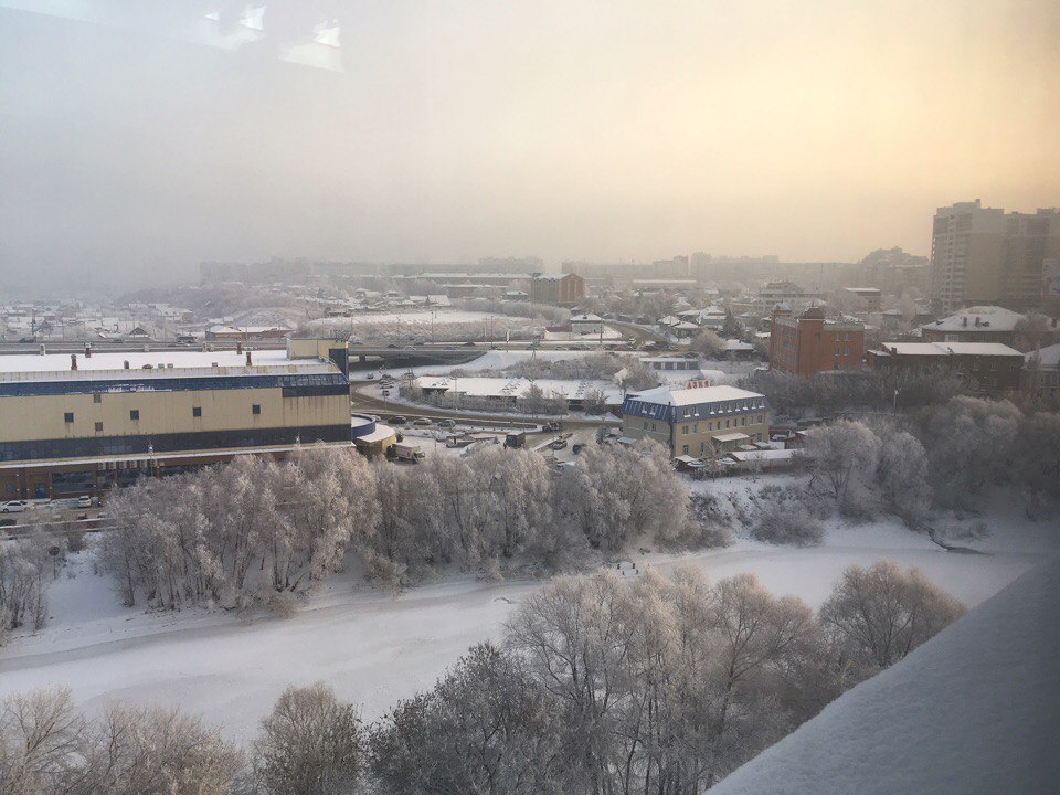 A bit of silent hill in Omsk - My, Fog, freezing, View from the window, Longpost