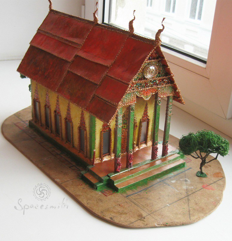 The first built house) We found ancient pictures of the first type of layout from 2011. - My, My, Miniature, Paper, Needlework without process, Thailand, Longpost