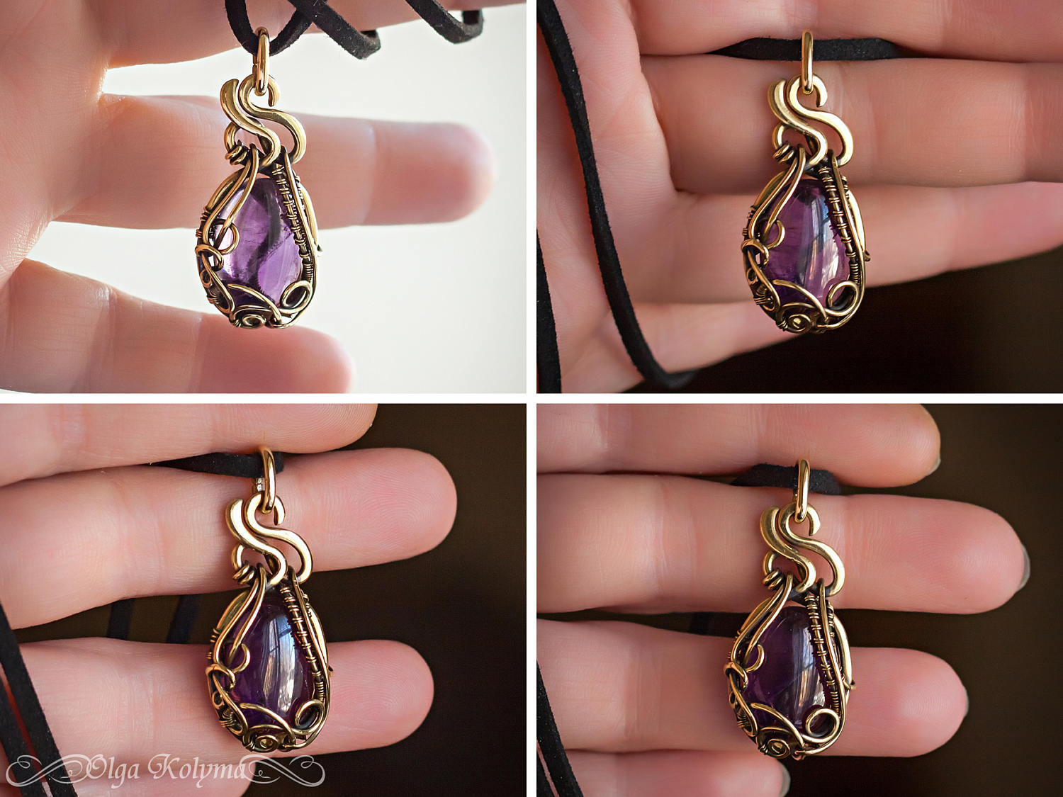 Amethysts-2 - My, Decoration, Amethyst, Wire wrap, With your own hands, Needlework without process, , , Longpost