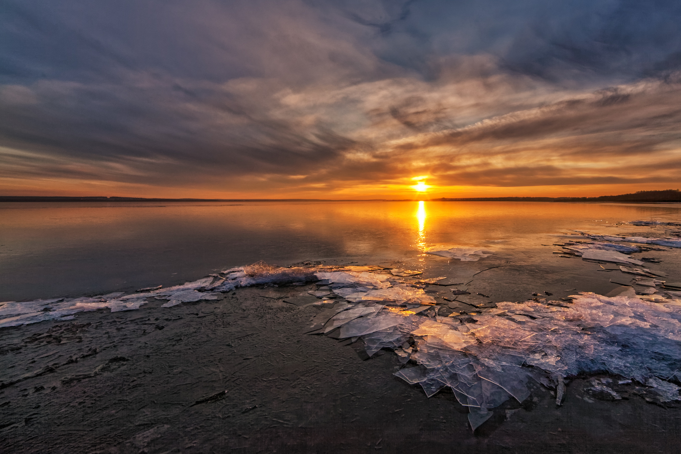 Лёд и пламя - Моё, Закат, HDR, Пейзаж, Лед, Canon, Фотография, Длиннопост