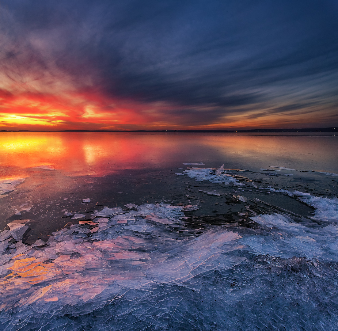 Лёд и пламя - Моё, Закат, HDR, Пейзаж, Лед, Canon, Фотография, Длиннопост