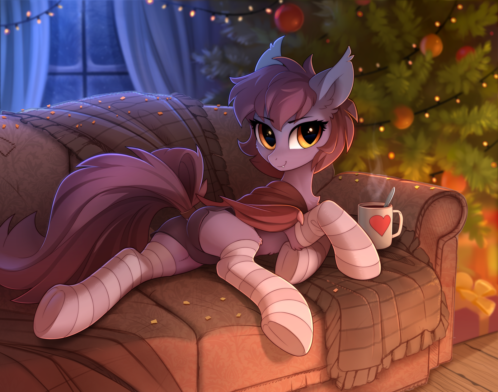 Christmas night by Yakovlev-vad - My little pony, Original character, MLP Edge, Batpony, Yakovlev-Vad