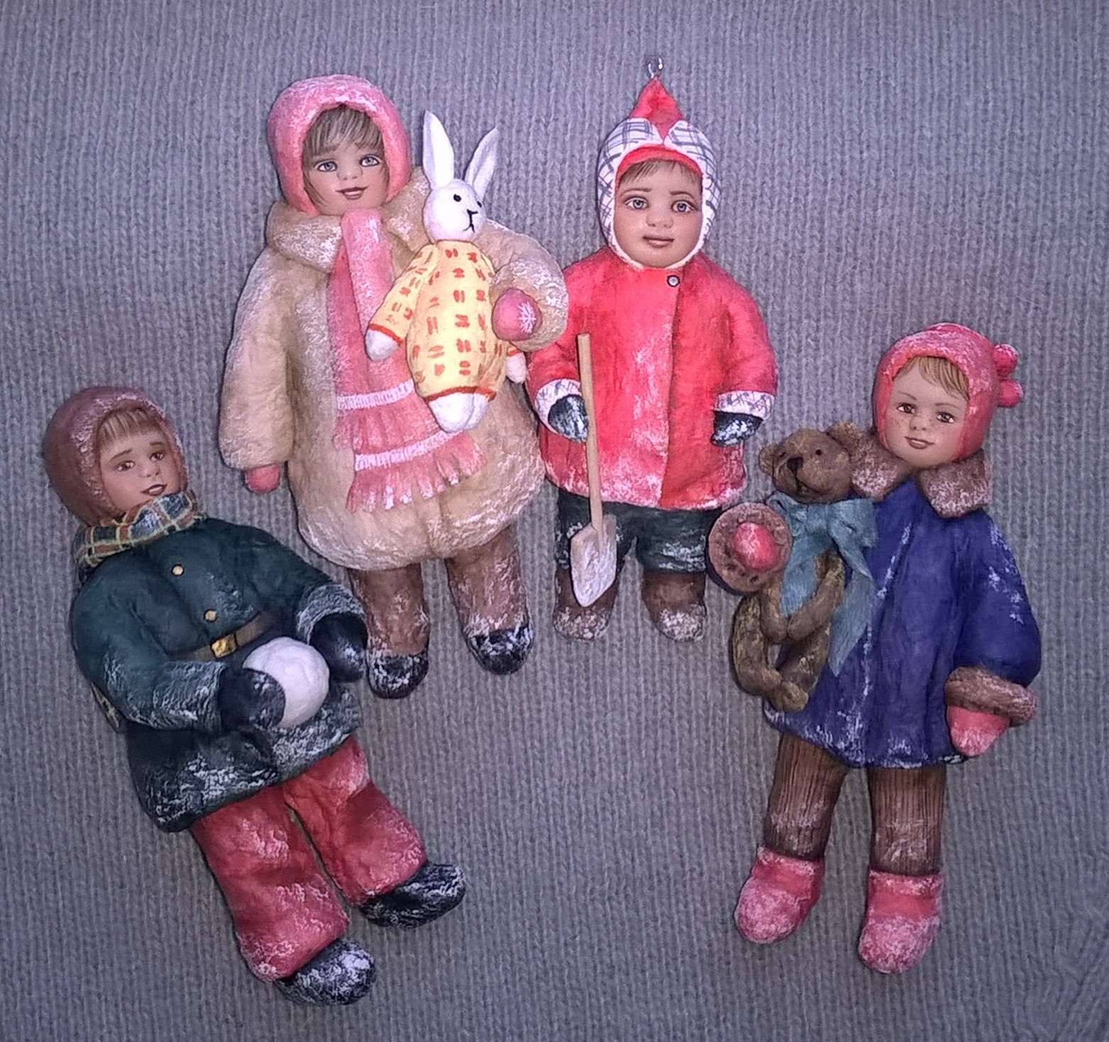 Kindergarten on a Christmas tree, or children from cotton wool - My, Children, Toys, Christmas decorations, Papier mache, Nostalgia, Creation, Needlework without process, Longpost