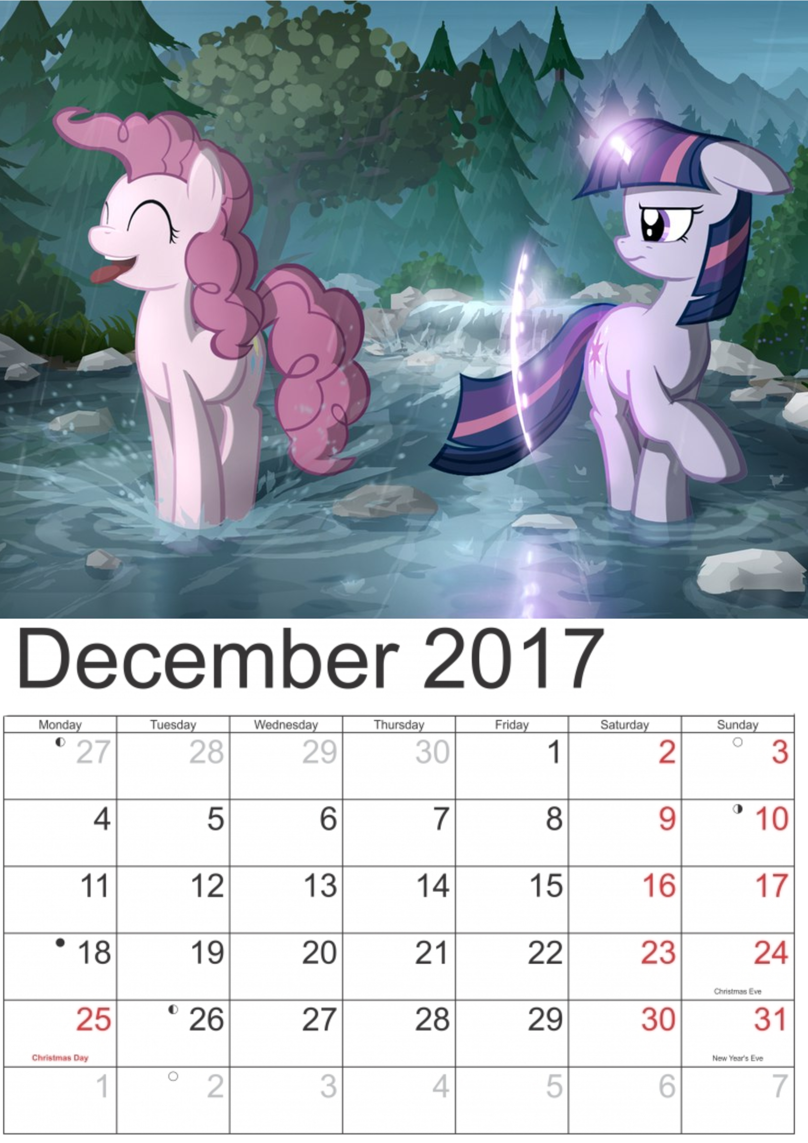 December 2017 - My, My little pony, Pinkie pie, Twilight sparkle, The calendar, Longpost