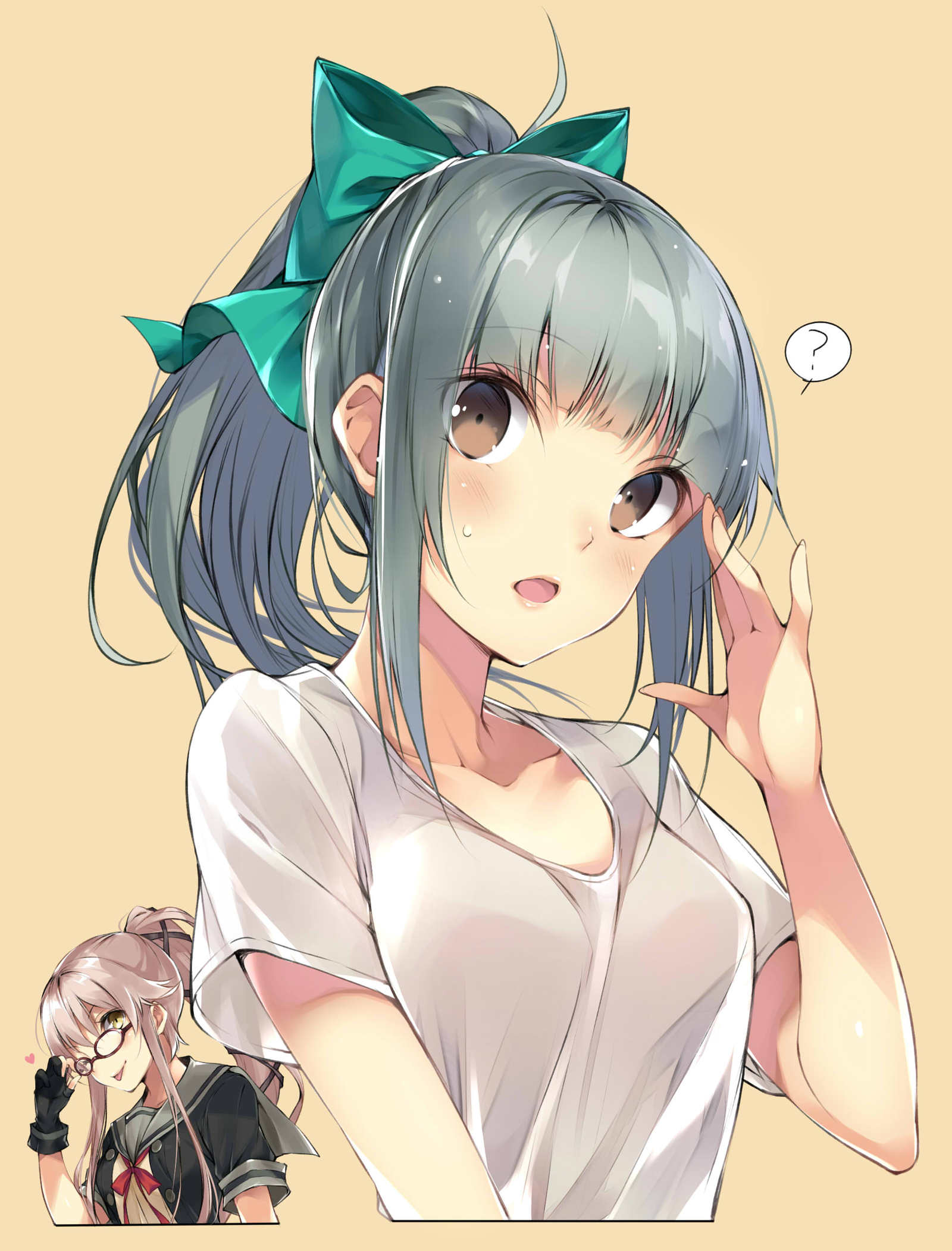 Yuubari - Kantai Collection, Yuubari, Yura, Аниме, Anime Art, Очки, Длиннопост