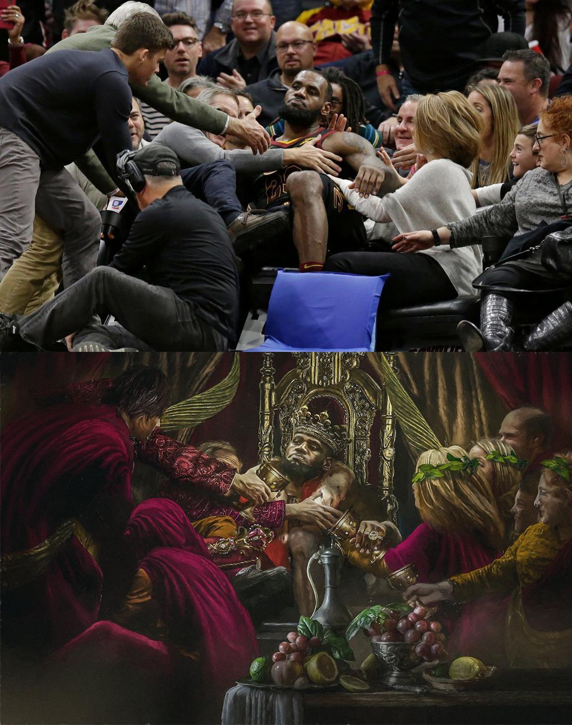 LeBron James falling off his chair looks like a renaissance painting - Reddit, Lebron james