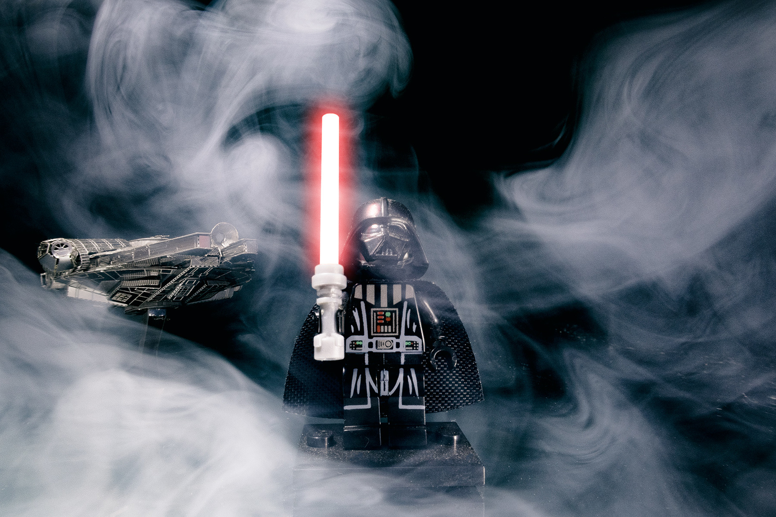 lego vader - My, Lego, Star Wars, Millennium falcon, Matches, The photo, Object shooting, Smoke, Longpost