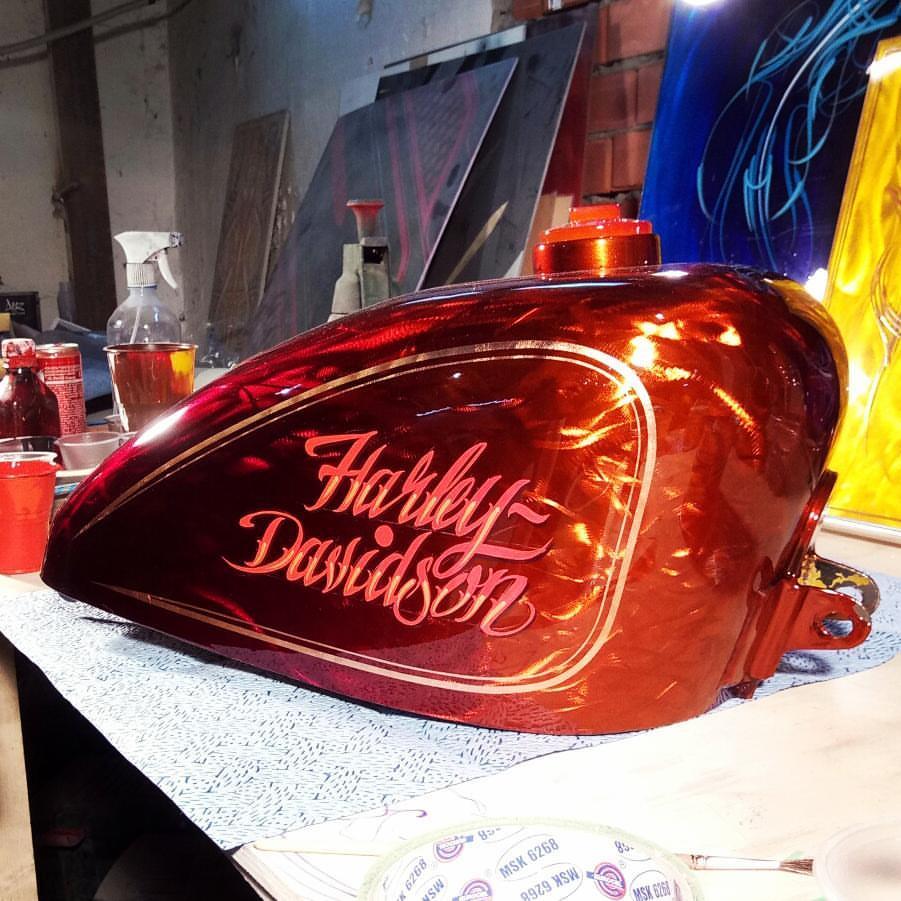 My works: airbrush, custom painting and pinstripe) - My, Painting, Airbrushing, Auto, Moto, , Pinstriping, Harley-davidson, Longpost