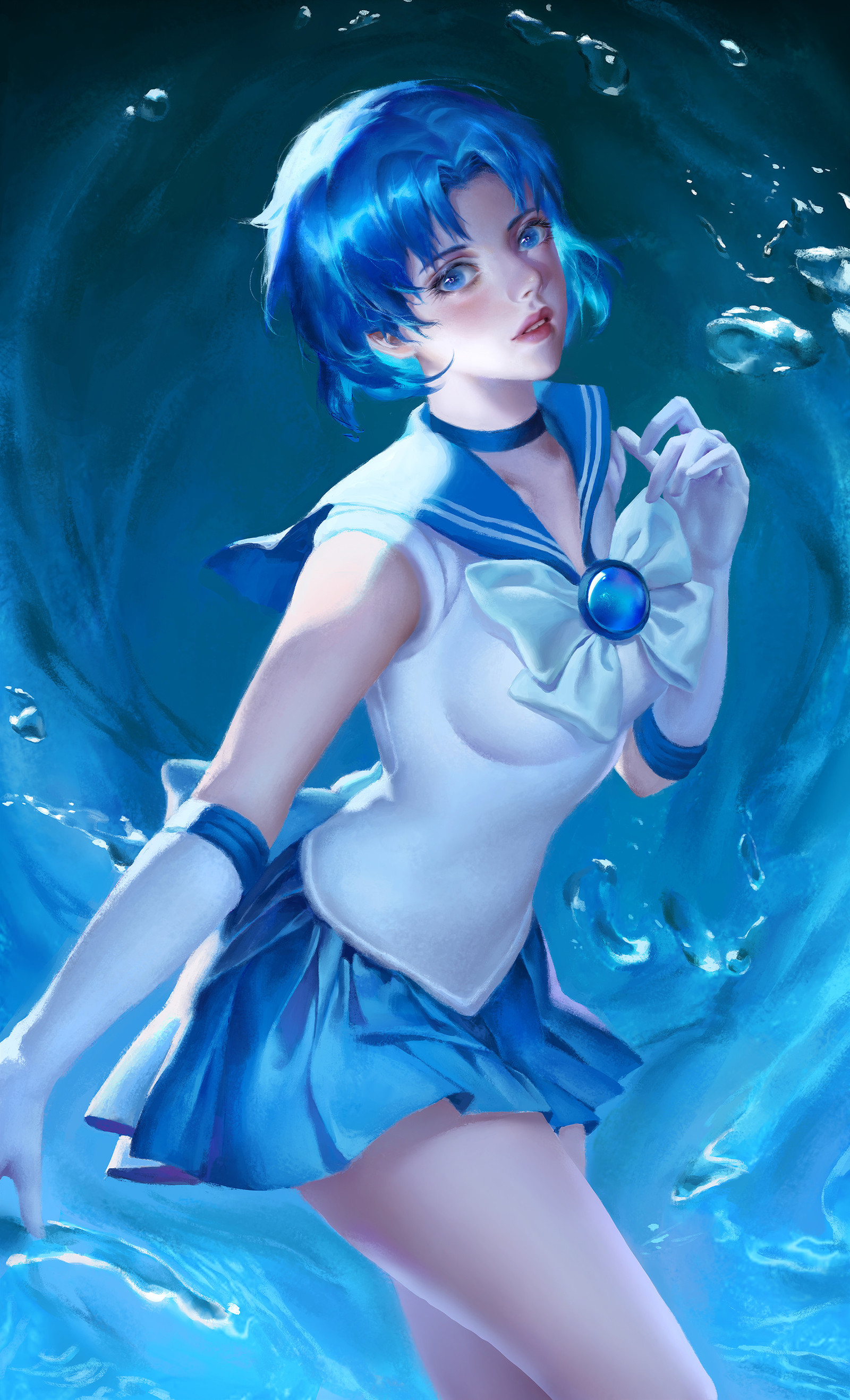 Mizuno Ami - Art, Drawing, Mizuno Ami, Sailor Moon, Y Xun, Sailor Mercury