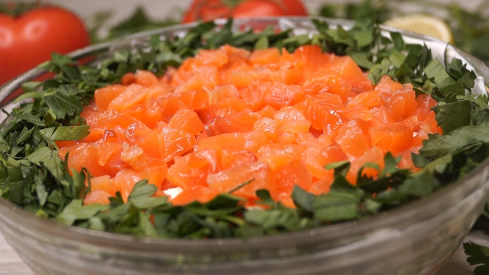 Salad Holiday. - My, Salad, Fish salad, Recipe, Video recipe, Video, Longpost