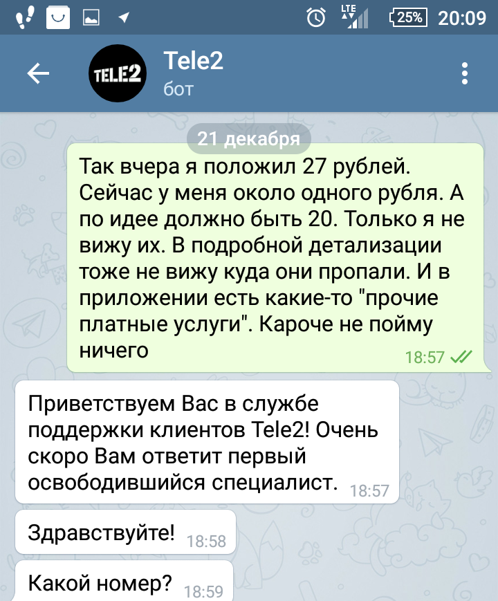 Теле2 и двадцать рублей - Моё, Теле2, Служба поддержки, Длиннопост